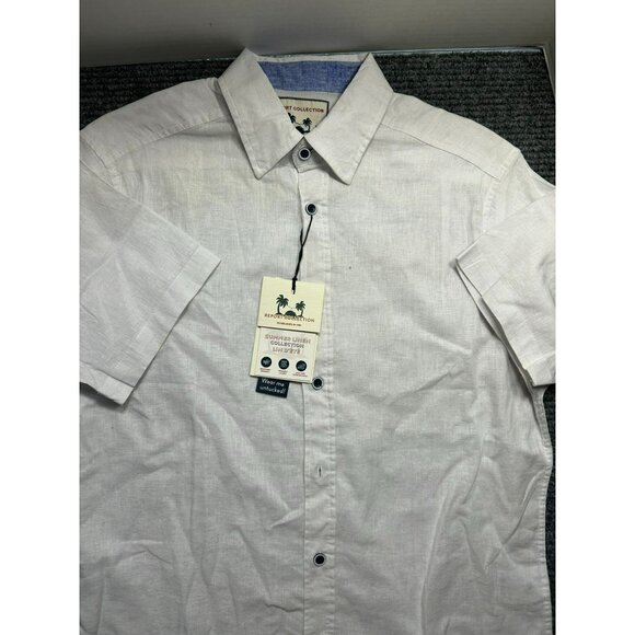 Report Collection Other - Men's XL White Linen Short-Sleeve Shirt By Report Collection Summer Linen Colle